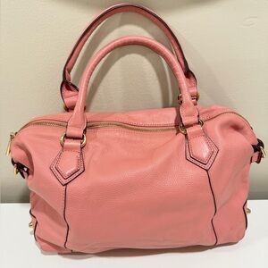 Ora Delphine Lola Dusty Pink Pebbled Leather Satchel Purse Bag